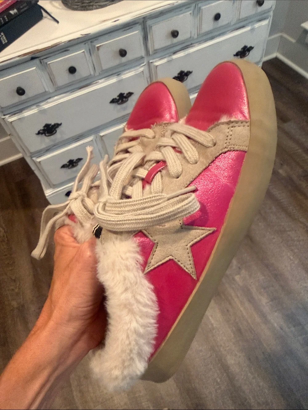 Pink Faux-Fur Lined Sneakers
